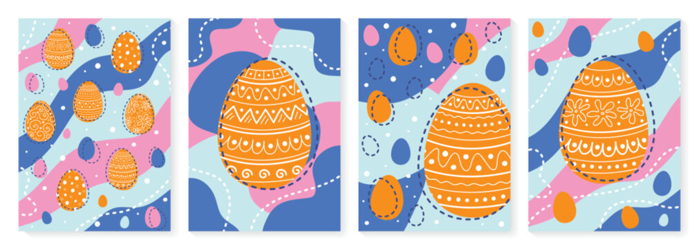 Abstract Easter egg. Collection of backgrounds in cartoon style. Vector illustration