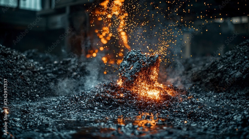 Aufkleber alloy fabrication sparks in industrial workshop dynamic process metal materials energetic environmen