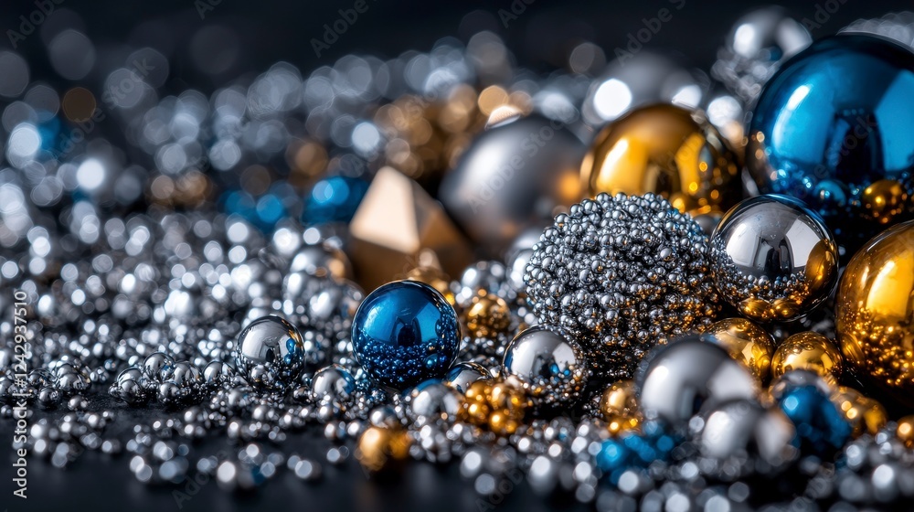 Poster Exploring alloys properties in material science a closeup of metallic varieties indoor laboratory macro view