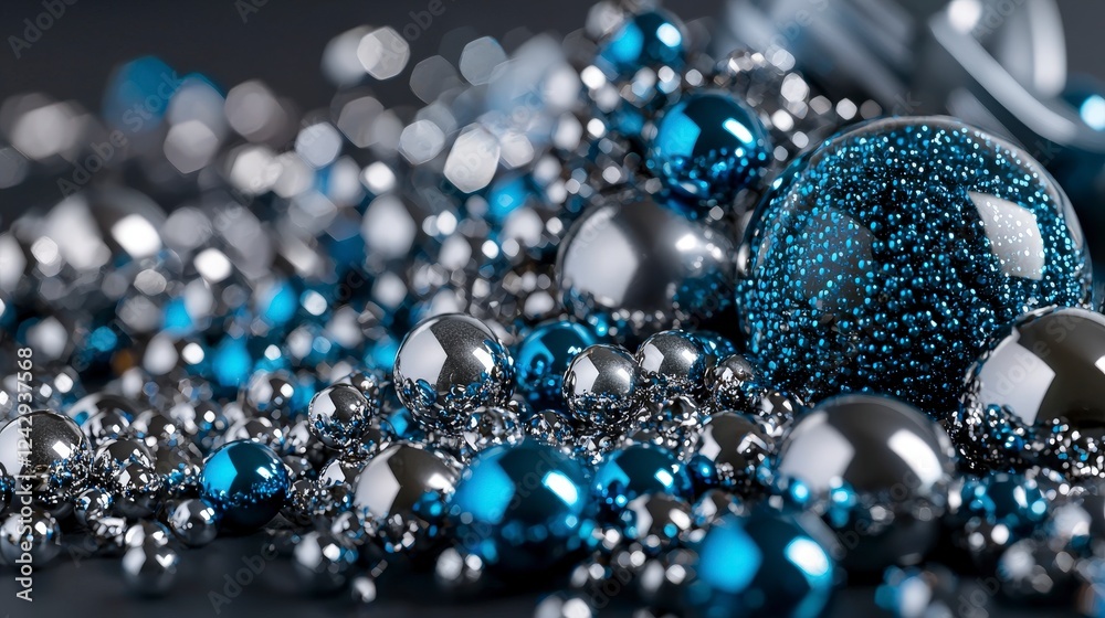 Leinwandbilder Exploring alloy properties in material science a closeup of vibrant metallic spheres and particles studio artistic view