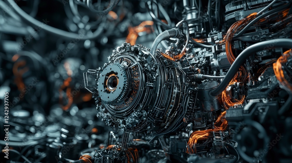 Aufkleber innovative alloys technology showcase high-tech industrial setting complex machinery close-up view m