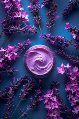 lavender ointment with lavender flowers