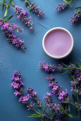 lavender ointment with lavender flowers