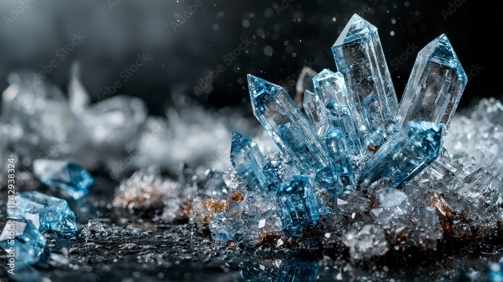 Aufkleber exploring the conductivity of material science crystals laboratory closeup photography scientific en