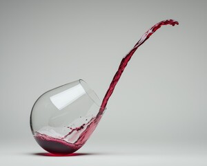 The fine art of pouring wine is showcased as the deep red liquid flows effortlessly into a waiting glass.