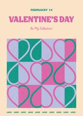 Valentine&rsquo;s Day greeting card with heart. Retro style design. Vector illustration