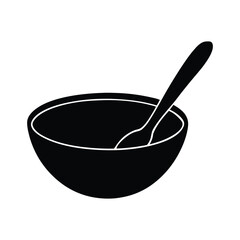 A bowl in spoon silhouette vector illustration