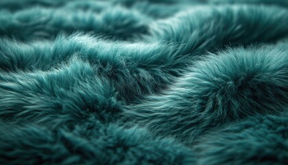 Fototapeta premium Teal Fur Texture Soft Fluffy Background