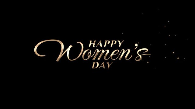 happy women's day text animation with beautiful lettering in gold color. It's great for greetings, celebrations, etc.