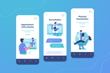 UI onboarding screen of health medical doctor consultation illustration set