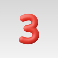 Naklejka premium 3d Realistic Number 3 vector Illustration
