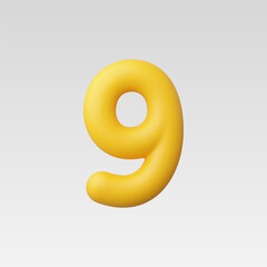 3d Realistic Number 9 vector Illustration