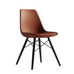 Plastic indoor chair matte clay color in minimalistic style on transparent background