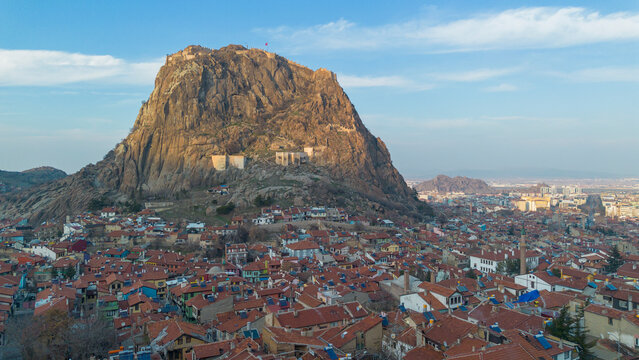 Afyon Castle and Afyon City view from Hidirlik Hill
