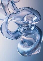 Close-up of three abstract shapes that appear to be made of glass or a similar material. the shapes are curved and have a smooth, shiny surface.