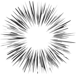 Obraz premium Comic speed line effect. Manga radial explosion. Anime burst. Perspective motion of rays. Superhero frame. Abstract blast scream and glow. Center of impact.