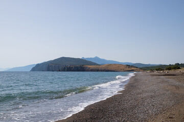 Amazing scenery by the sea in North Evia, Greece, close to Agia Anna beach and ancient Kirinhtos