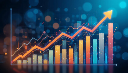 Dynamic Financial Growth Chart with Rising Arrow.