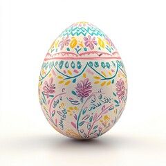 Handbemaltes Osterei mit floralen Elementen 