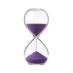 Purple Sand Timer in Modern Design on Transparent Background, cut out