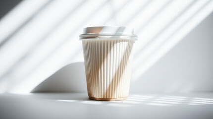 Takeaway coffee cup with a lid mock up isolated on white background.Ai generative