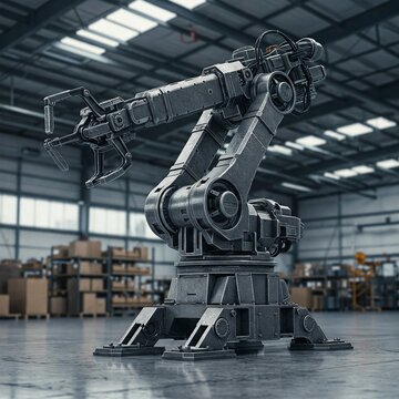 Ein Fabrikroboter in einer Lagerhalle