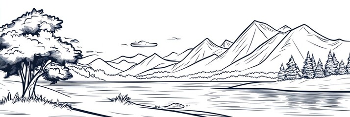 Serene Lakeside Mountain Landscape With Trees