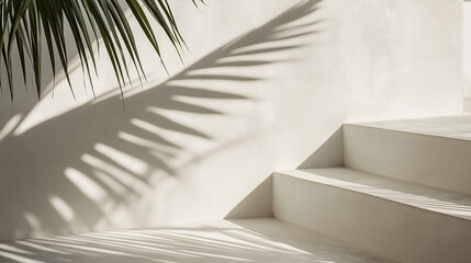 Aesthetic palm tree shadow on the wall.