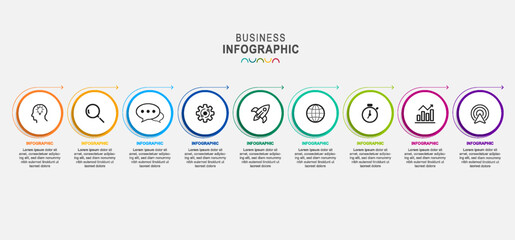 Infographic business timeline graphic finance 9 options
