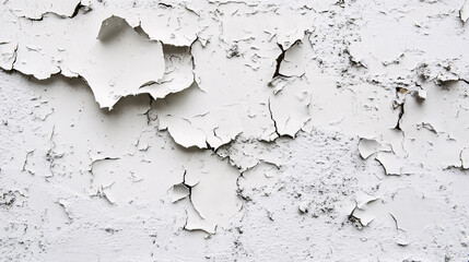 Obraz premium A close-up of a worn white wall with peeling paint.