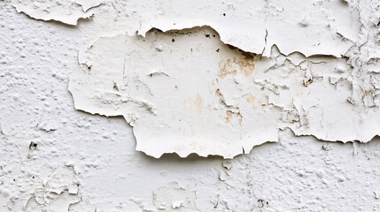 Obraz premium A close-up of a worn white wall with peeling paint.