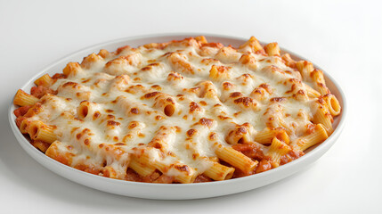 Pure and Clean Presentation of American Baked Pasta Dish