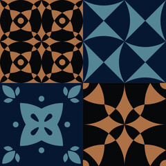 Geometric seamless pattern, abstract patchwork oriental style vector. Geometry floor tiles design. Moroccan, Spanish and Portuguese azulejos ceramic design.