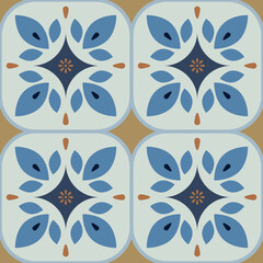Geometric seamless pattern, abstract oriental style vector. Geometry tiles design. Moroccan, Spanish and Portuguese azulejos ceramic design.