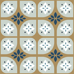 Geometric seamless pattern, abstract oriental style vector. Geometry tiles design. Moroccan, Spanish and Portuguese azulejos ceramic design.