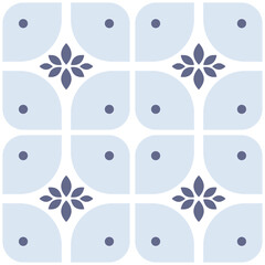 Geometric seamless pattern, abstract oriental style vector. Geometry blue tiles design. Moroccan, Spanish and Portuguese azulejos ceramic design.