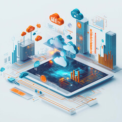 Digital tablet with data visualization and cloud computing elements