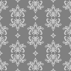 seamless floral pattern, damask ,gray