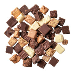 Assorted Chocolate Pieces in Different Shapes and Textures