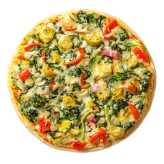 Vegetarian Pizza Ad Image on transparent background.