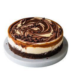 Decadent Chocolate Marble Cheesecake on a Round Marble Base