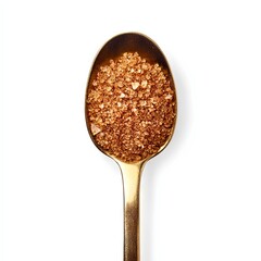 Golden Spoon with Brown Sugar Crystals - Close-Up Food Photography