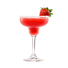 Refreshing Strawberry Margarita in Elegant Glass with Garnish
