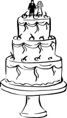 Wedding Cake hand drawn illustration.