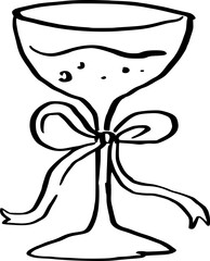 Glass of Wine hand drawn illustration.
