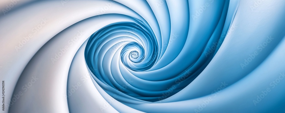 Poster Abstract blue and white swirl background creating vortex effect