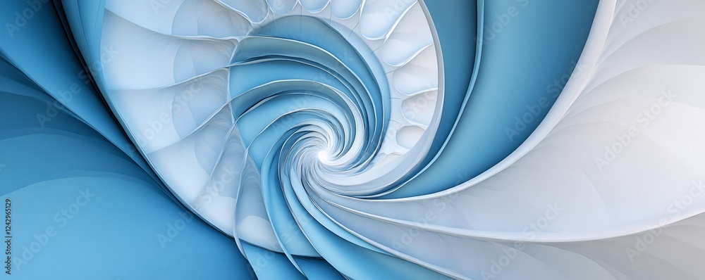 Poster Abstract blue and white swirl creating tunnel effect background