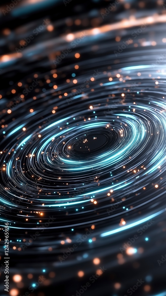 Wall mural swirls of cosmic energy illuminate the dark expanses of space, creating a mesmerizing dance of light
