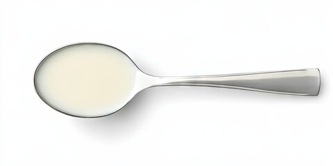 Spoon of Milk on White Background - Dairy Product Photography