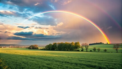 Obraz premium Radiant rainbow colors and soft glows in a peaceful atmosphere, serene background, soothing visuals, rainbow colors, peaceful visual, relaxing effect